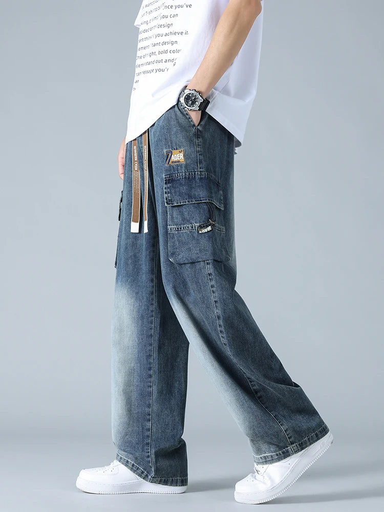 URBAN FADE DENIM CARGO PANTS