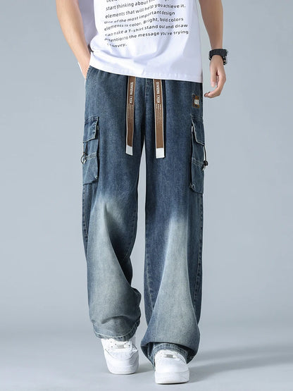 URBAN FADE DENIM CARGO PANTS